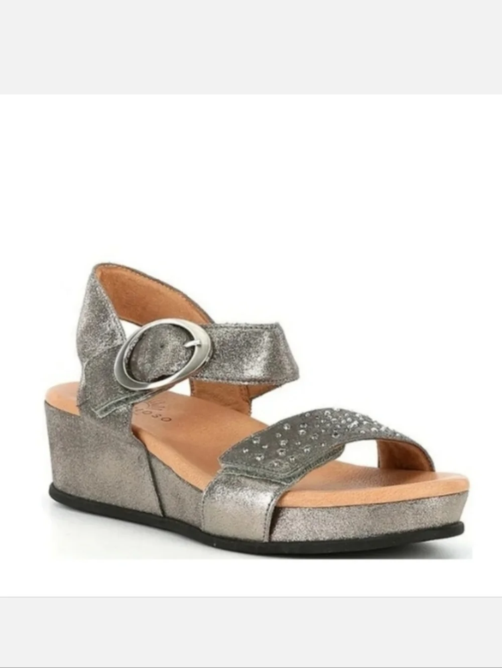 Brioso Huntley Sandals Comfort Metallic Covered Wedge in Pewter Size 9.5 - Picture 16 of 17